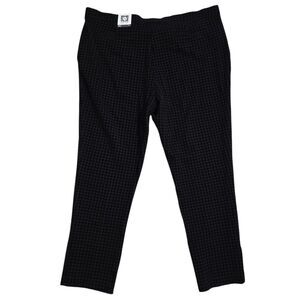 NWT Anne Klein burnt out velvet houndstooth slim ankle pull on black pants  XXL